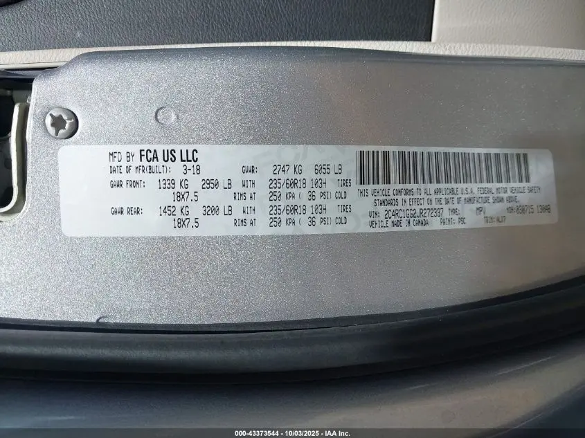 2018 CHRYSLER PACIFICA LIMITED