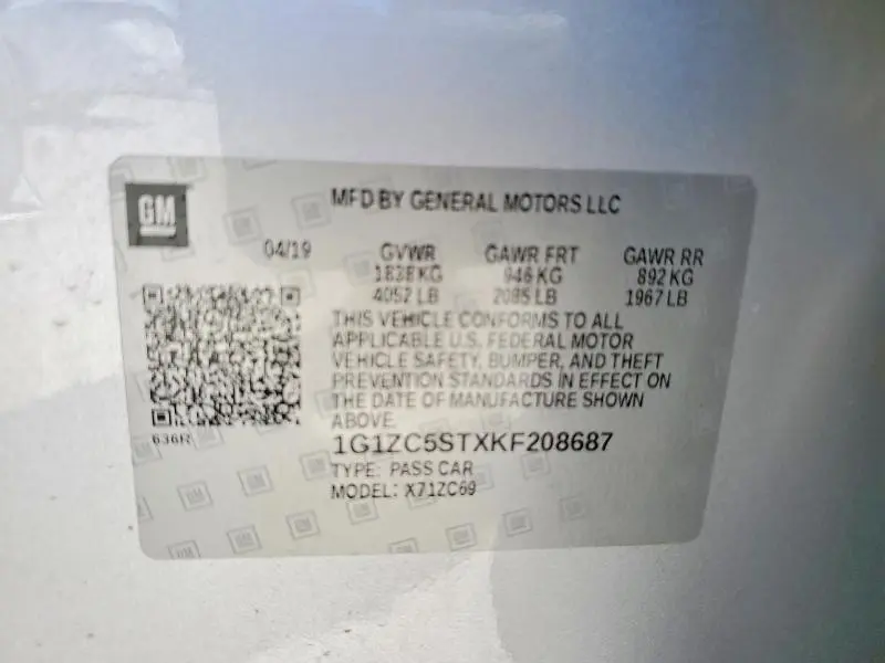 2019 CHEVROLET MALIBU LS  