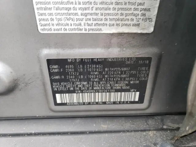 2011 SUBARU OUTBACK 3.6R LIMITED  