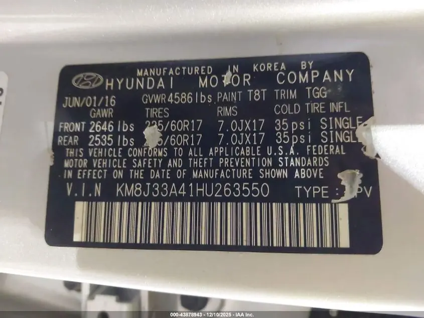 2017 HYUNDAI TUCSON SE