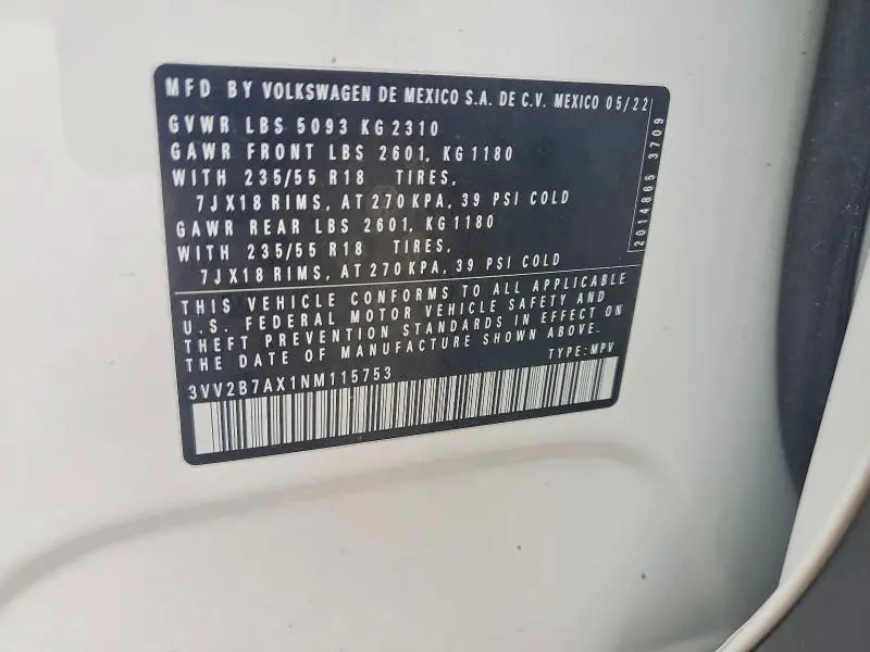 2022 VOLKSWAGEN TIGUAN SE  