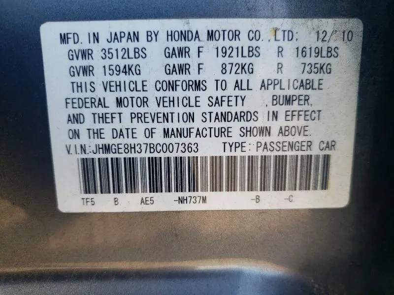 2011 HONDA FIT   
