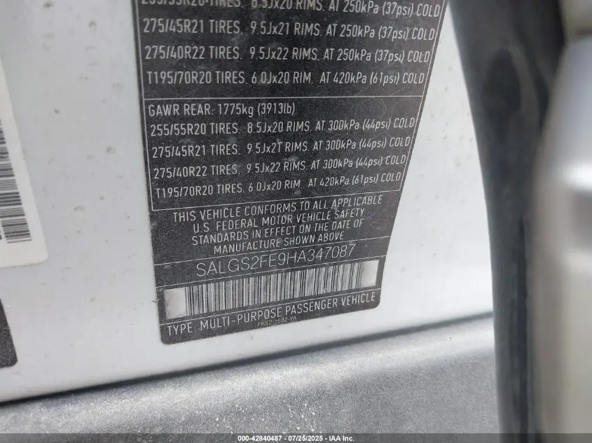 2017 LAND ROVER RANGE ROVER 5.0L V8 SUPERCHARGED