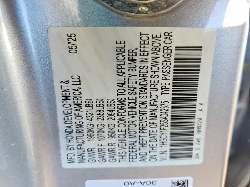 2025 HONDA ACCORD LX  