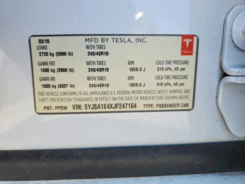2018 TESLA MODEL S   
