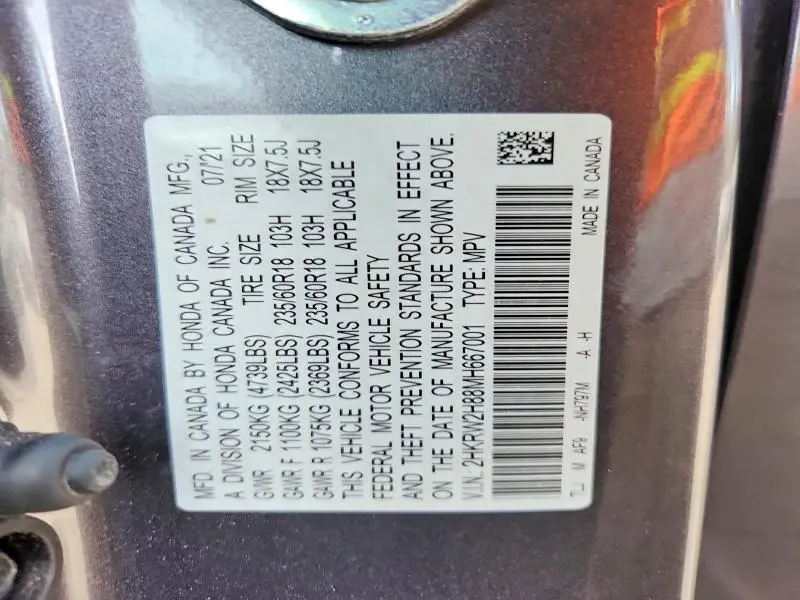 2021 HONDA CR-V EXL  