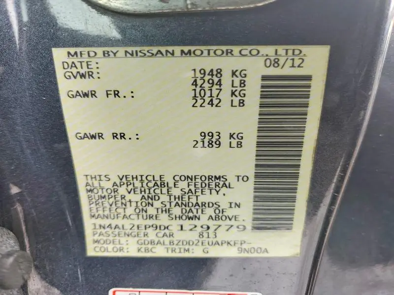 2013 NISSAN ALTIMA S  