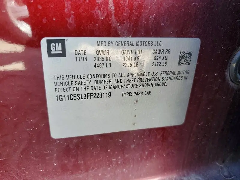 2015 CHEVROLET MALIBU 1LT  