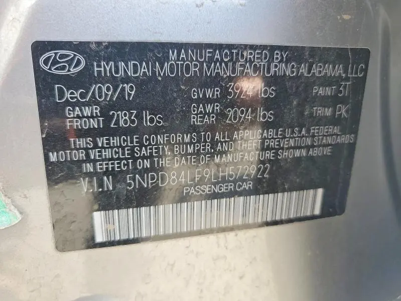 2020 HYUNDAI ELANTRA SEL  