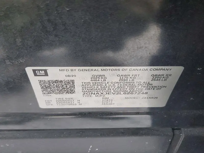 2020 CHEVROLET EQUINOX LT  