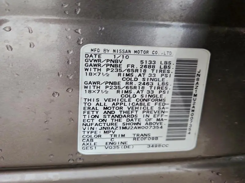 2010 NISSAN MURANO S  