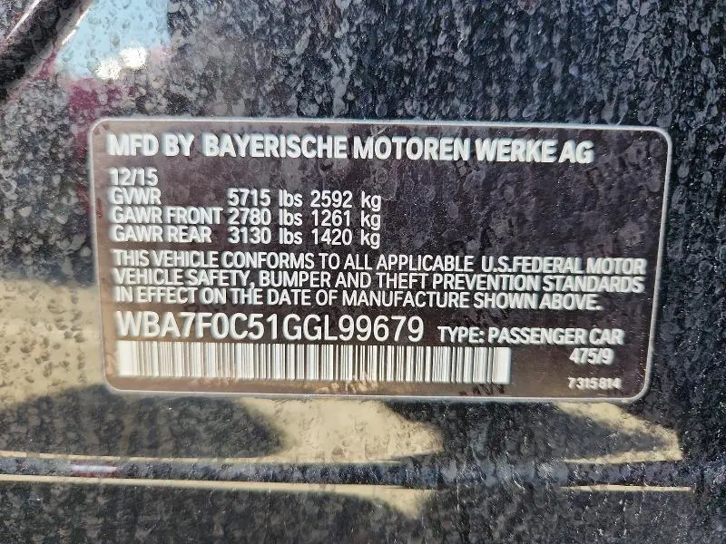 2016 BMW 750 I  
