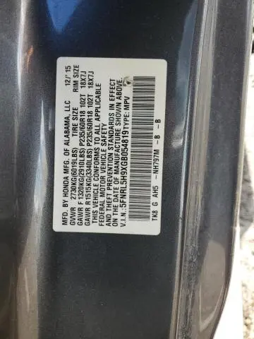 2016 HONDA ODYSSEY TOURING  