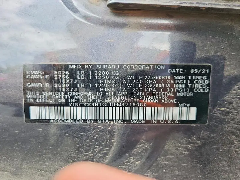 2021 SUBARU OUTBACK ONYX EDITION XT  