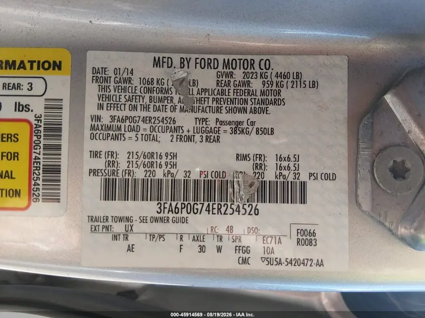 2014 FORD FUSION S