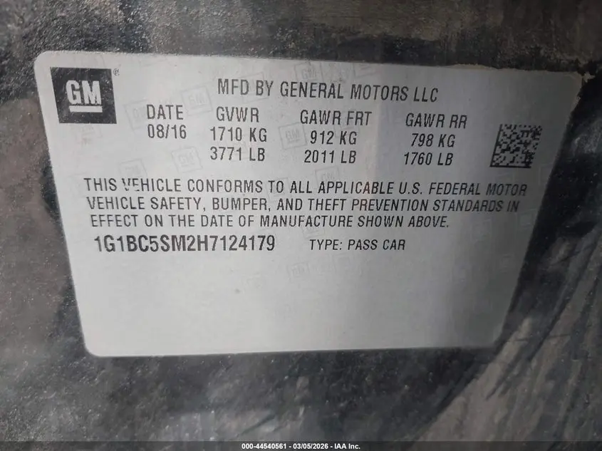 2017 CHEVROLET CRUZE LS AUTO