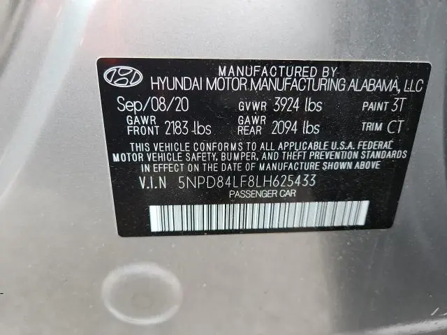 2020 HYUNDAI ELANTRA SEL  
