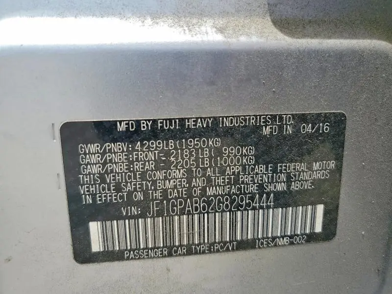 2016 SUBARU IMPREZA PREMIUM  
