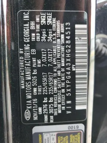 2017 KIA SORENTO LX  