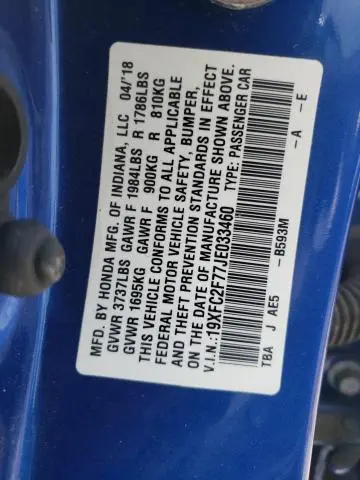 2018 HONDA CIVIC EX  