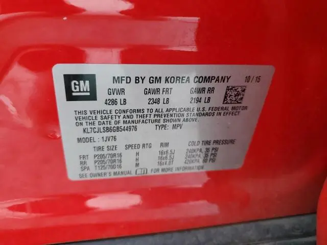 2016 CHEVROLET TRAX 1LT  