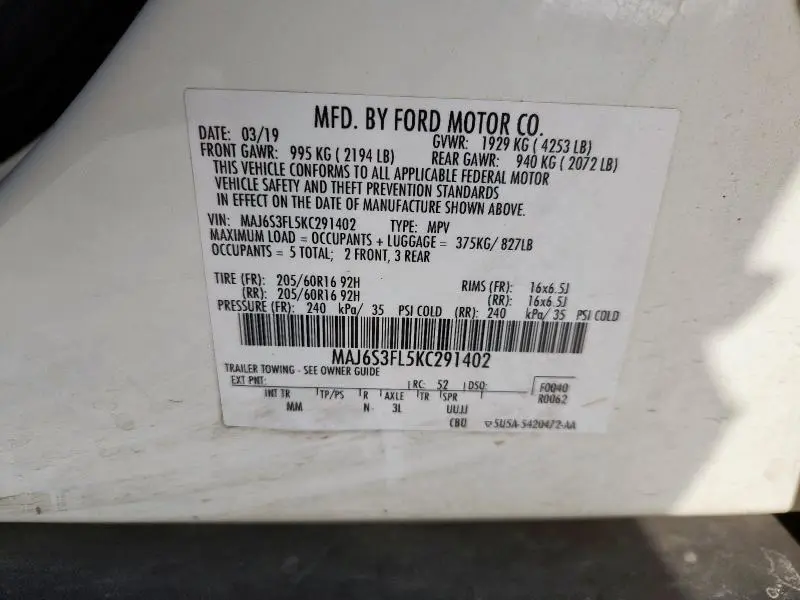 2019 FORD ECOSPORT S  