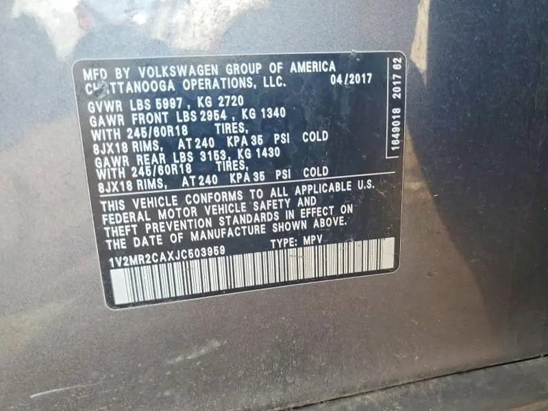 2018 VOLKSWAGEN ATLAS SEL  