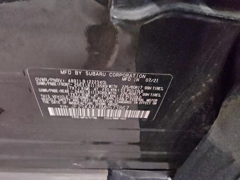 2021 SUBARU FORESTER   