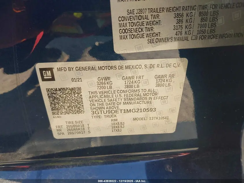 2021 GMC SIERRA 1500 4WD  SHORT BOX SLT