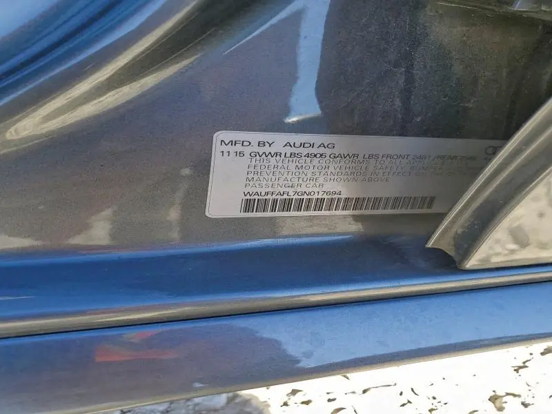 2016 AUDI A4 PREMIUM PLUS S-LINE  