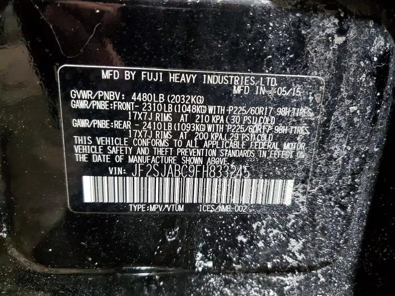 2015 SUBARU FORESTER 2.5I  