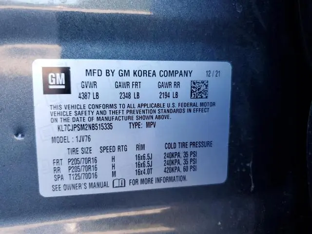 2022 CHEVROLET TRAX 1LT  