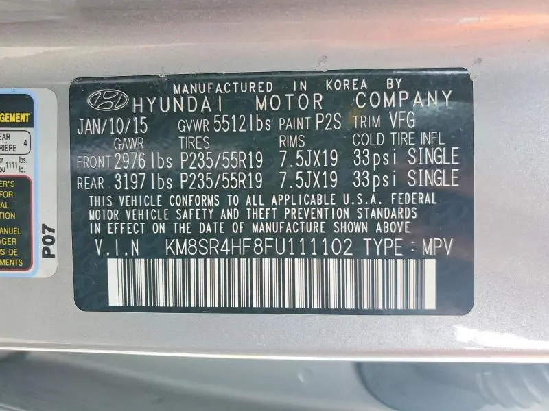 2015 HYUNDAI SANTA FE   