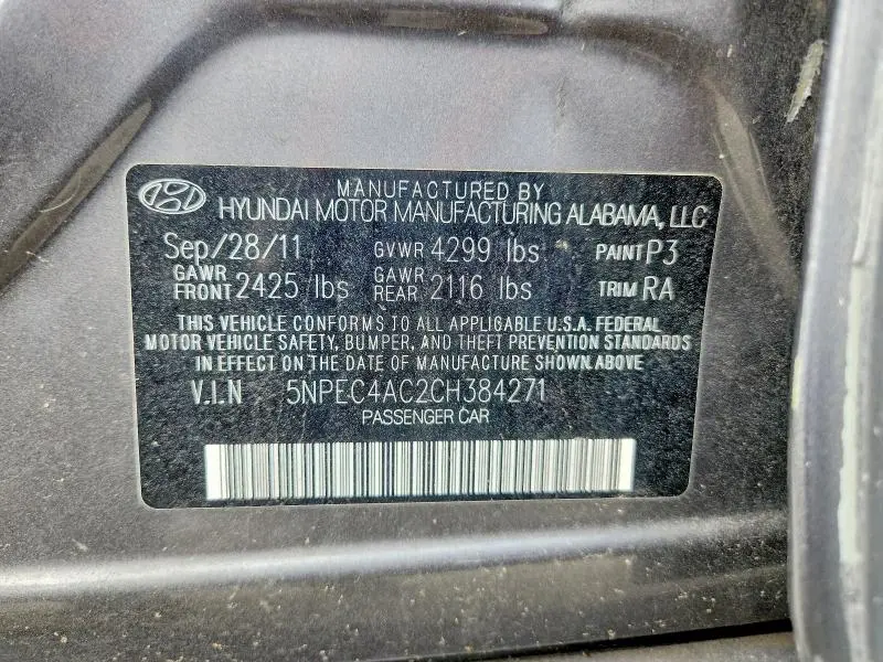 2012 HYUNDAI SONATA SE  