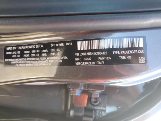 2019 ALFA ROMEO GIULIA TI  