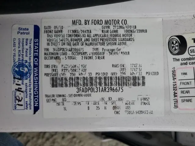 2010 FORD FUSION HYBRID  
