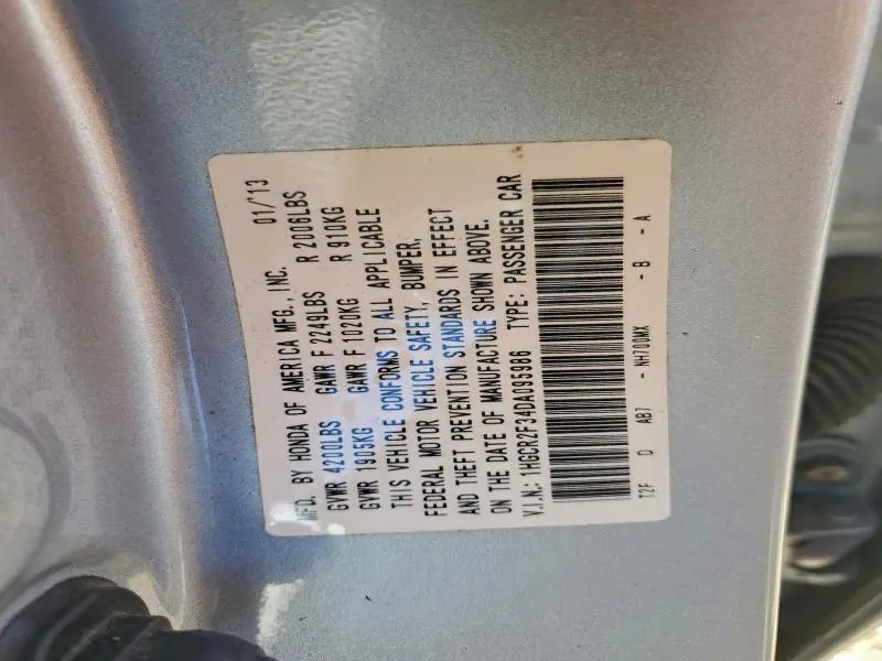 2013 HONDA ACCORD LX  