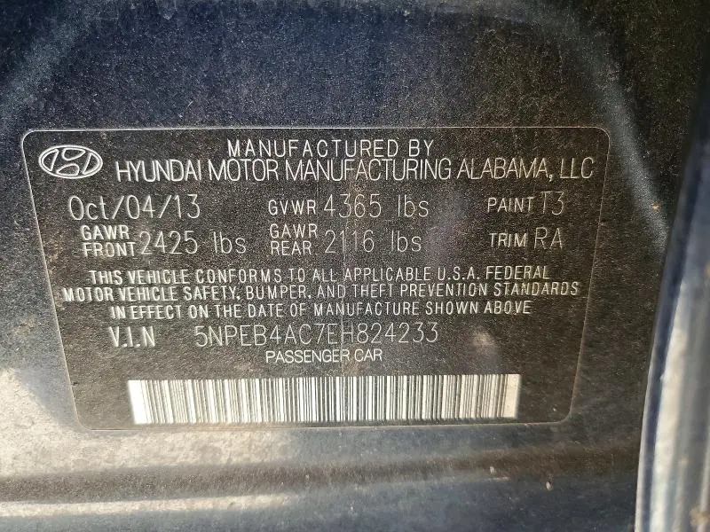 2014 HYUNDAI SONATA GLS  