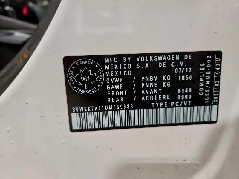 2013 VOLKSWAGEN JETTA BASE  