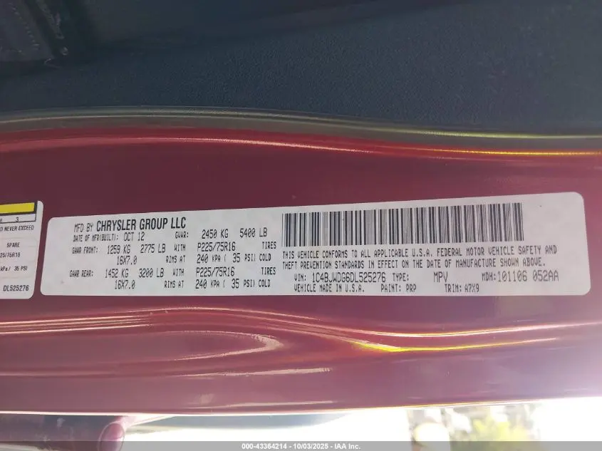 2013 JEEP WRANGLER UNLIMITED SPORT