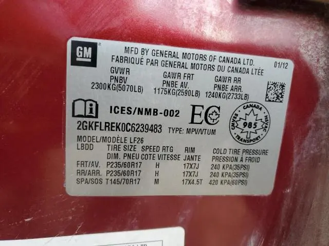 2012 GMC TERRAIN SLE  