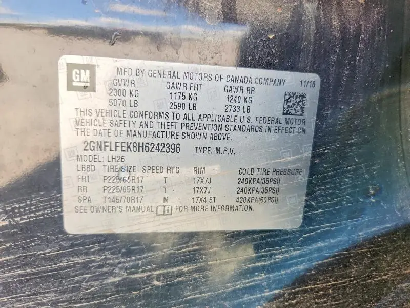 2017 CHEVROLET EQUINOX LT  