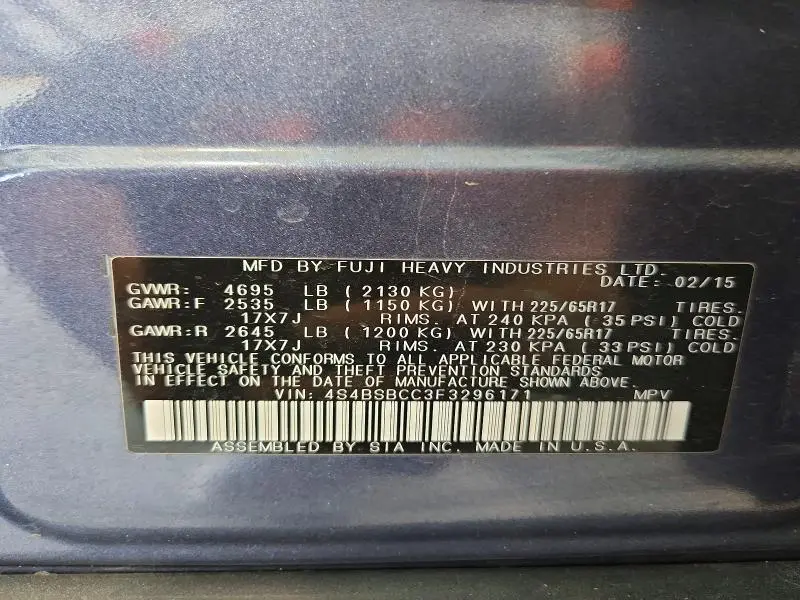 2015 SUBARU OUTBACK 2.5I PREMIUM  
