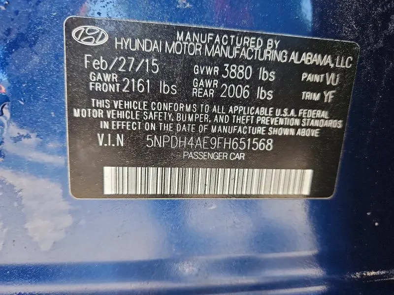 2015 HYUNDAI ELANTRA SE  