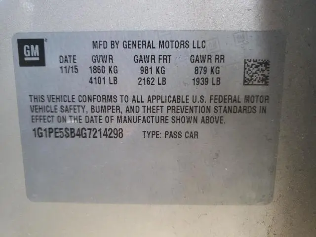 2016 CHEVROLET CRUZE LIMITED LT  