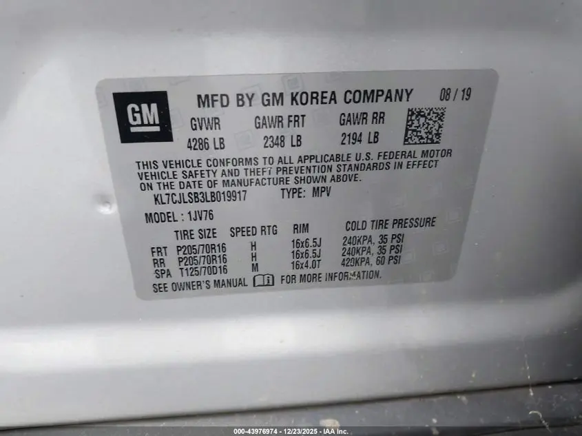 2020 CHEVROLET TRAX FWD LT