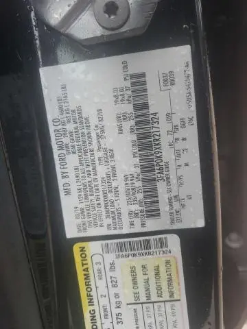 2019 FORD FUSION TITANIUM  