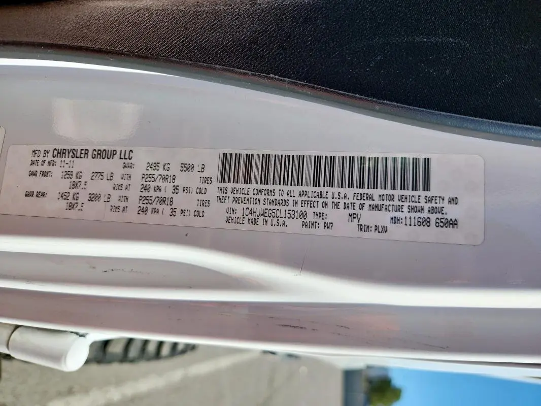 2012 JEEP WRANGLER UNLIMITED SAHARA  