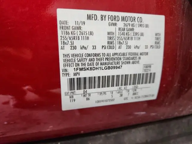 2020 FORD EXPLORER XLT  