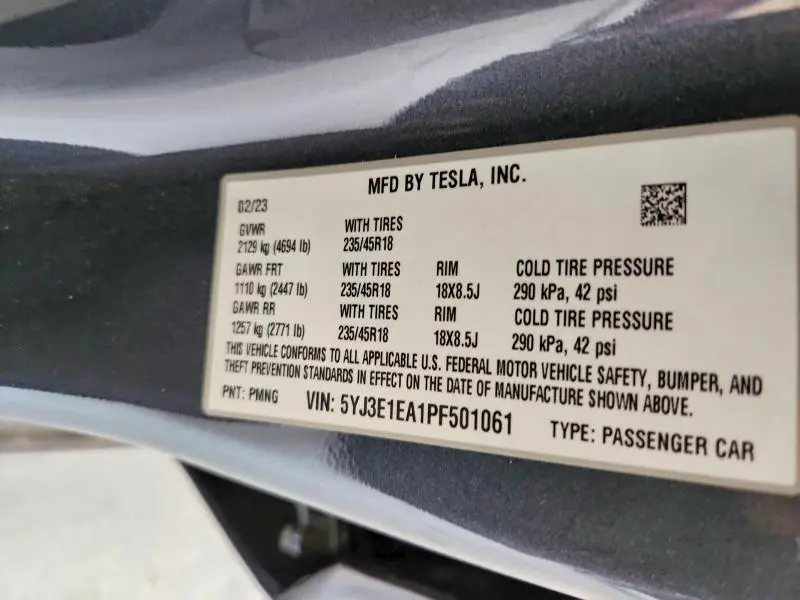 2023 TESLA MODEL 3   